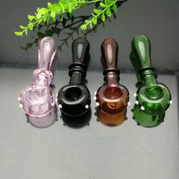 Glass Pipes Smoking blown hookah Manufacture Hand-blown bongs Colored 2-wheel concave glass pipe