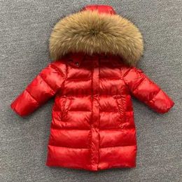 Down Coat Winter Children Thicken Long Down Jacket Boys and Girls Coats Fox Fur Collar 2-12 Years Old HKD230725