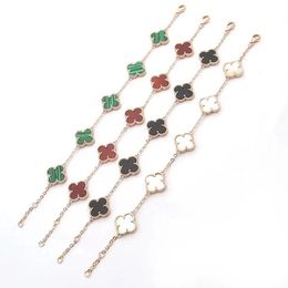 Fashion brand Four-leaf clover bracelet Black white red green shell 5-flower women's bracelet High quality 18k gold agate designer bracelet gift