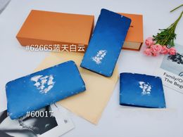 Designer Bags Gradient Colour Letter Wallet Blue Sky White Cloud MultipleWallets Luxury Brand Multi-Card Position Men Zippy Wallet Women Clutch Bags Coin Purses