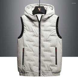 Men's Vests Autumn Winter Hooded Sleeveless Jacket For Men Fashion Warm Male Vest Light Plus Size Mens Work Waistcoat