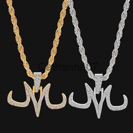 Pendant Necklaces New Hip Hop Majin Pendant Necklace M Micro Pave Zircon Iced Out Animal Jewelry Man Women Gift J230725