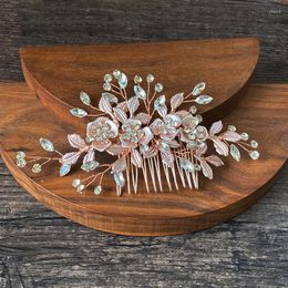 Hair Clips Silver/Rose Gold Colour Flower Comb Jewellery Girls Handmade Alloy Bridal Tiaras Wedding Head Accessory