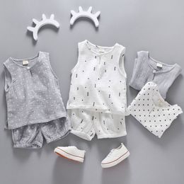 Clothing Sets 1 5year Baby Boys Girls Children 2023 Summer Clothes Linen Casual Fashion Kids Boy 230724