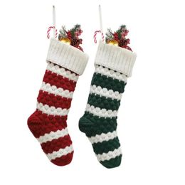 Christmas Knitted Stocking Gift Bags Knit Decorations Xmas Large Personalise Favour Socks Wholesale JY25