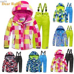 Kids Ski Suit Children Windproof Waterproof Warm Fleece Snow Suit Girls Boys Winter Skiing And Snowboarding Jacket Pants Ski Set L230625