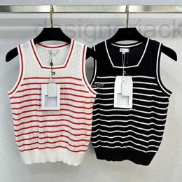 Women's T-Shirt Designer Summer Women T shirts Knits Tee Vest Tops With Letter Embroidery Girls Striped Crop Runway Stretch Sleeveless Pullover Shirt 2V0F