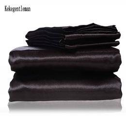 Bedding sets Satin Black Set With Duvet Cover Bed Sheet Pillow Luxury Linen King Queen Twin Size 230725