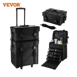 VEVOR Large Professional Makeup Case Trolley Women Cosmetic Organizer Luggage Trolley Bag Detachable Nail Beauty Tattoo Suitcase