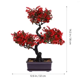 Decorative Flowers Artificial Bonsai Tree Fake In Pot Faux Potted Ornament For Indoor Home Office Outdoor Garden