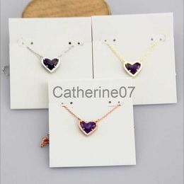 Pendant Necklaces Pendant Necklaces Necklace Heart Stone Real 18K Gold Plated Dangles Glitter Jewelries Letter Gift With free dust bag J230725