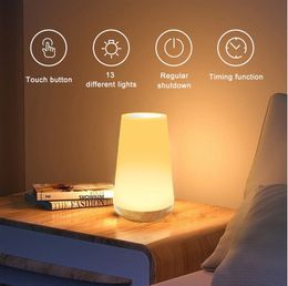 Novelty Items 13 Colour Changing Night Light Remote Control Touch USB Rechargeable RGB Lamp Dimmable Portable Table Bedside 230724