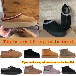 UG Tasman Terlik Uggss Kestane Kürk Slaytlar koyun derisi Shearling Tazz Katırlar Kadın Erkekler Ultra Mini Platform Boot Slip-On Ayakkabılar Süet Üst Konfor Uggity Sonbahar Kış