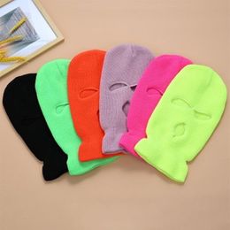 Pure Color Full Face Cover Mask 3 Hole Balaclava Knit Winter Ski Cycling Mask Warmer Scarf Outdoor Face Masks Scarf242E