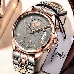 Wristwatches POEDAGAR Top Luxury Brand Casual Men Watch Chronograph Waterproof Date Full Steel Quartz Mens Business Relogio Masculino 230724