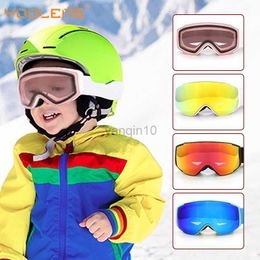 Ski Goggles YOOLENS Kids Ski Goggles Big Spherical for Children Double Layers UV400 Magnetic Glasses Girls Boys Snowboard Eyewear HKD230725