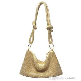 Bolsa de noite feminina com amarração de flash, strass, feita à mão, nas axilas, para banquete, bolsa de jantar, novas bolsas de axila cravejadas de diamantes