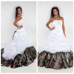 Princess Sweetheart Lace Camo A-Line Wedding Dresses Beading Sequins Real Tree Camouflage Bridal Gowns Bandage Back Custom Plus Si3075
