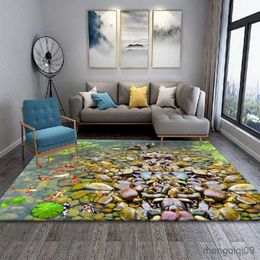 Carpets 3D Pebble Printed Carpet for Living Room Bathroom Bedroom Entrance Doormat Modern Anti-slip Floor Rug Home Decoration R230725