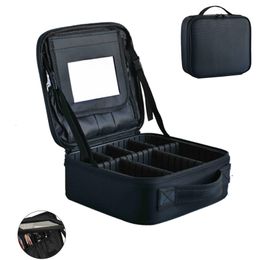 Cosmetic Bags Cases Case With HD Mirror For Women Beauty Brush Makeup Bag Travel Necessary Waterproof 230725