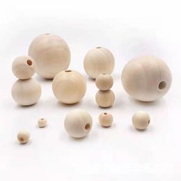 4-50mm Natural Wood Beads Wooden Ball Spacer Loose Beads for Macrame Garland Farmhouse Decor Bracelet Necklace Jewellery DIY Craft Making