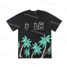 ACEMen's T-Shirts Mens T-shirt Graffiti Palms Palmangel City Designer Limited Inkjet Letter Printing Women's Sailboat Short-sleeved Casual Hip Hop Tshirts
