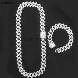 Pendant Necklaces Necklace+bracelet Hip Hop Miami Curb Cuban Chain Men's Iced Out chain Male Necklaces Rapper Silver Color Necklace Men Jewelry J230725