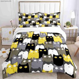 Cartoon animals Bedding Sets New Greek Key Meander Duvet Cover Sets Bed Linens Queen King Size Modern Geometric Bedspread L230704