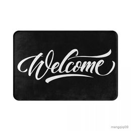 Carpets Welcome Letter Door Mat Flannel Bedroom Entrance Doormat Home Decoration Kitchen Balcony Floor Mat Bathroom Non-slip Carpet R230725