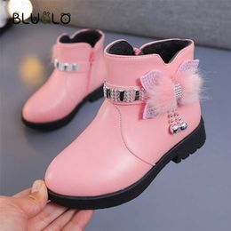 Boots Children's Fashion Shoes For Kids PU Leather Girls Martin Boots Autumn Winter Toddler Baby Soft Bottom Short 211102 Z230725