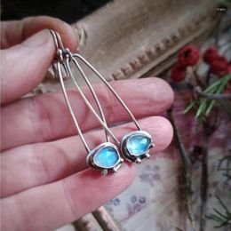 Dangle Earrings Creative Paper Clip Blue Crystal For Women Girl Est Design Hollow U Shaped Teardrop Stone Gift