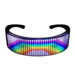 LED Light Sticks Stylish Full Colour Luminous Glasses with Birthday Party Carnival Props Magic Scrolling Led text Message 230724