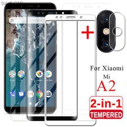 2 In 1 Camera Tempered Glass for Xiaomi Mi A2 Screen Protector Xiao Mi A 2 Lens Film Protective Xiomi MiA2 6x Set M1804D2SG I L230619