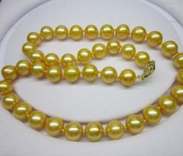 Chains 10-11mm Genuine Gold South Sea Pearl Necklace Yellow Clasp