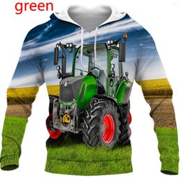 Men's Hoodies Est Cartoon Tractor 3D Printed Hoodie Funny Fashion Casual Sweatshirt Pullover