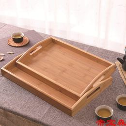 Plates Wooden Tray Japanese Tea Set Plate Bread Fruit Home Dining Serving Rectangular Barbecue Bamboo Tra
