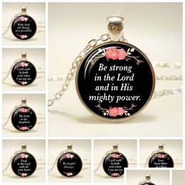 Pendant Necklaces New Fashion Bible Verse Necklace With God All Things Are Possible Scripture Quote Jewellery For Women Men Christian Fa Dhzzr