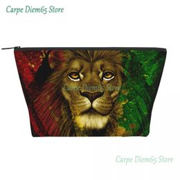 Kawaii Jamaican Rasta Lion Travel Toiletry Bag Women Jamaica Rastafarian Reggae Makeup Cosmetic Bag Beauty Storage Dopp Kit