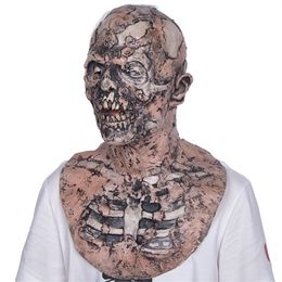 Scary Walking Dead Zombie Mask Latex Creepy Halloween Costume Horror Bloody Adult Carnival Party Props Decoration