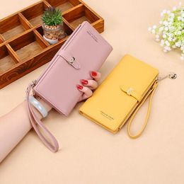 Wallets Fashion 2023 Summer Ladies Wallet Korean Version Simple Trend All-match Clutch Pu Solid Color Large Capacity Long Coin Purse