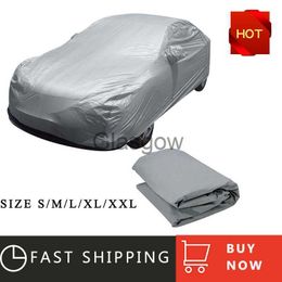 Car Sunshade Universal Full Car Covers Snow Ice Dust Wind Sunshade Cover Foldable Light Silver Size SXXL Car Outdoor Protector Cover x0725