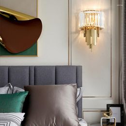 Wall Lamp Nordic Gold Creative Modern Luxury Crystal LED Lights Living Room Bedroom Restaurant Simple Interior Sconce