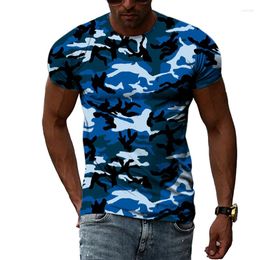 Men's T Shirts 2023 Products T-shirt Fashion Simple Camouflage Green Pattern 3D Printed White Street Large Trend