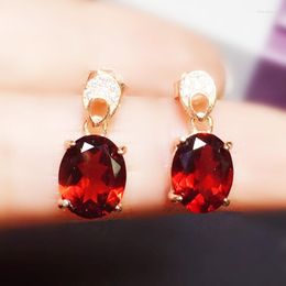 Dangle Earrings Natural Real Red Garnet Drop Earring 8 10mm 3ct 2pcs Gemstone 925 Sterling Silver Fine Jewelry For Men Or Women X219185