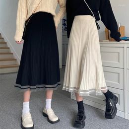 Skirts Knitted Female Qiu Dong Season 2023 Han Edition Show Thin Tall Waist Hip In Long Black A-line Skirt