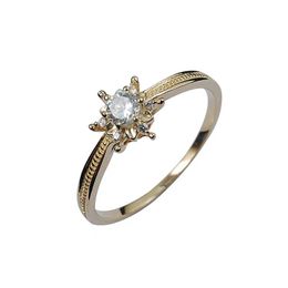 European Exquisite 14K Gold Ring Female Classical Full Zirconium Diamond Snowflake Forefinger Ring Light Luxury High Sense Hand Jewelry