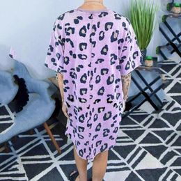 Casual Dresses Fashion Leisure Home For Womens Sale Style Purple Leopard Print Loose With Pocket Woman Comfy