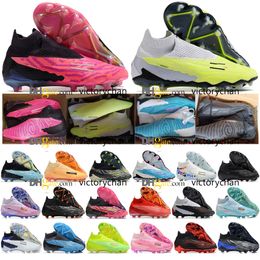 Gift Bag Quality Football Boots Phantoms GX Elite FG Ghost Knit Soccer Cleats Mens Outdoor Firm Ground Soft Leather Comfortable Trainers Football Shoes Size US 6.5-11