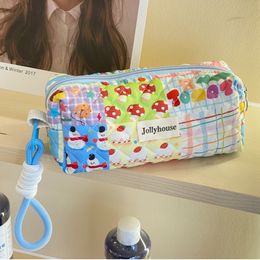 2023 New Colour Illustration Cosmetic Bags Brushes Eyeliner Shadow Makeup Organiser Large Capacity Pencil Case Stationery Bags