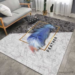 Carpets Geometric Feather Carpet for Living Room Modern European Style Household Table Sofa Bedroom Bedside Area Rug Soft Floor Mat R230725